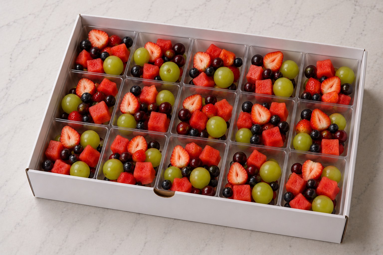 Mom's Bite individually portioned fruit catering box