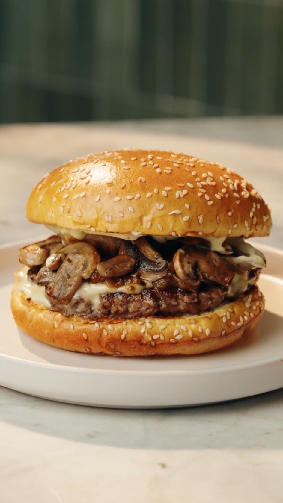 Mom's Bite Mushroom Swiss burger